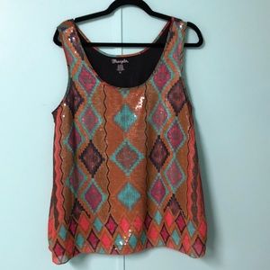 Wrangler XL tank.Sequin Aztec print. $22